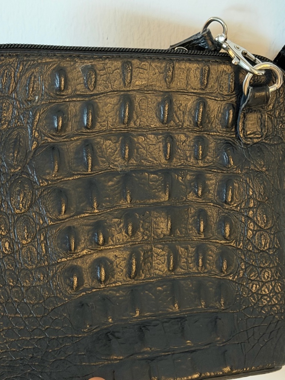 Black Croc-Embossed Shoulder Bag - Picture 3 of 4